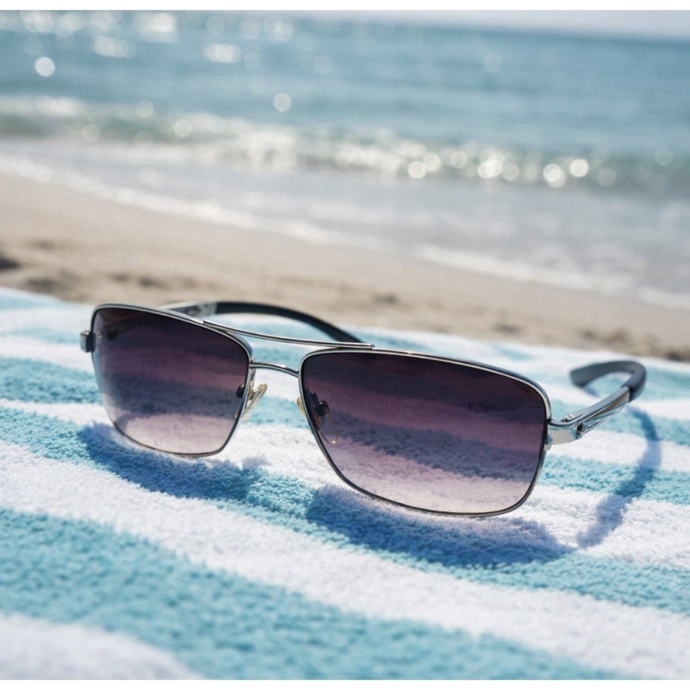 EGO Eyewear 7261 Sunglasses Italian‎ Design Silver Metal Purple Gradient Lens